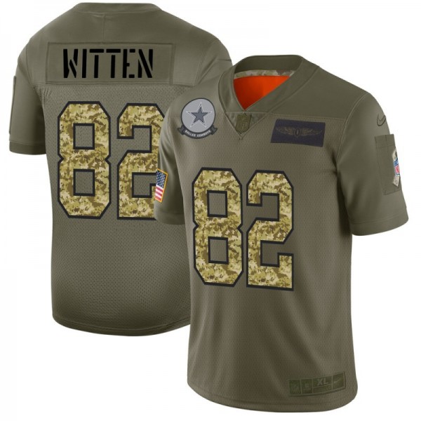 Dallas Cowboys #82 Jason Witten Men's Nike 2019 Olive Camo Salute To Service Limited NFL Jersey