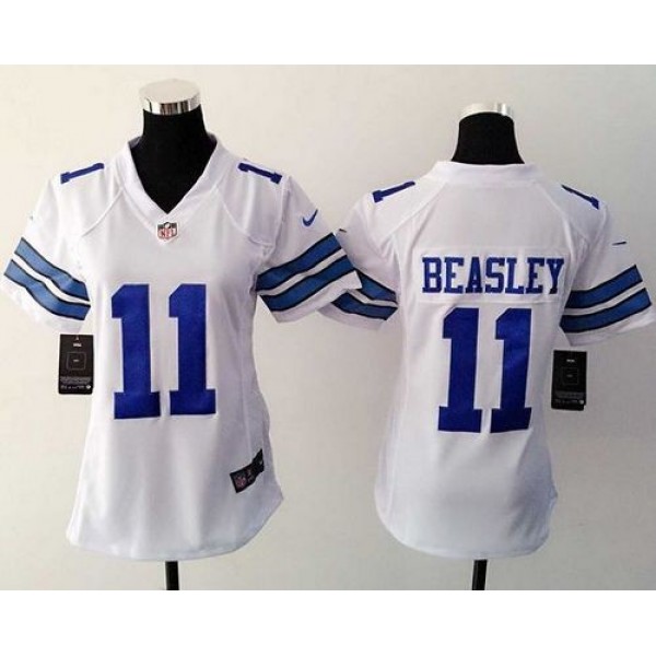 Women's Cowboys #11 Cole Beasley White Stitched NFL Elite Jersey