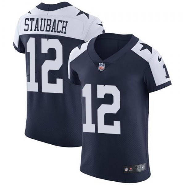 Nike Cowboys #12 Roger Staubach Navy Blue Thanksgiving Men's Stitched NFL Vapor Untouchable Throwback Elite Jersey