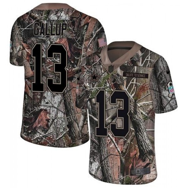 Nike Cowboys #13 Michael Gallup Camo Men's Stitched NFL Limited Rush Realtree Jersey