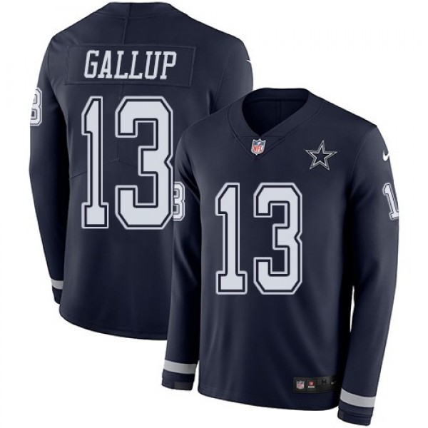 Nike Cowboys #13 Michael Gallup Navy Blue Team Color Men's Stitched NFL Limited Therma Long Sleeve Jersey