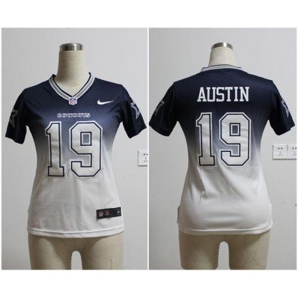 Women's Cowboys #19 Miles Austin Navy Blue White Stitched NFL Elite Fadeaway Jersey