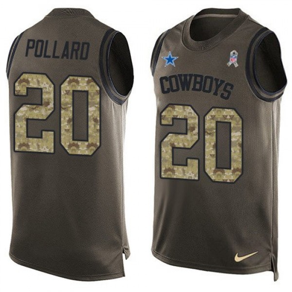 Nike Cowboys #20 Tony Pollard Green Men's Stitched NFL Limited Salute To Service Tank Top Jersey