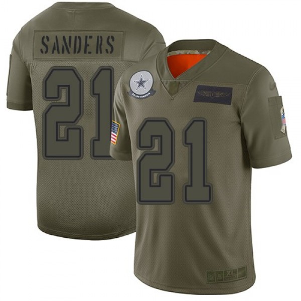 Nike Cowboys #21 Deion Sanders Camo Men's Stitched NFL Limited 2019 Salute To Service Jersey