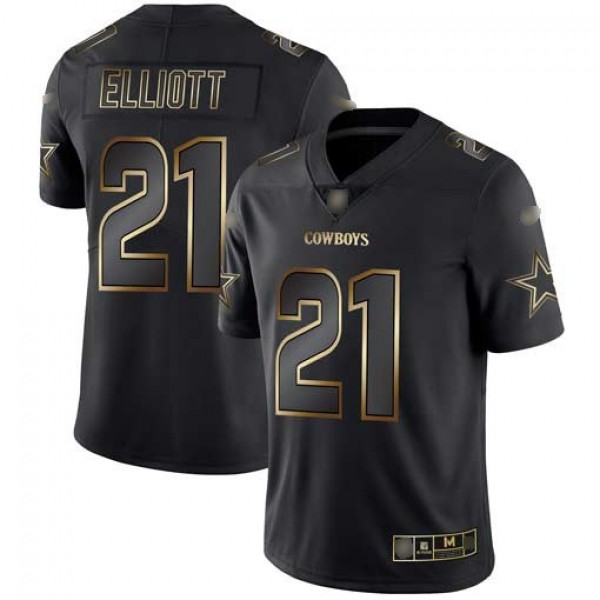 Nike Cowboys #21 Ezekiel Elliott Black/Gold Men's Stitched NFL Vapor Untouchable Limited Jersey