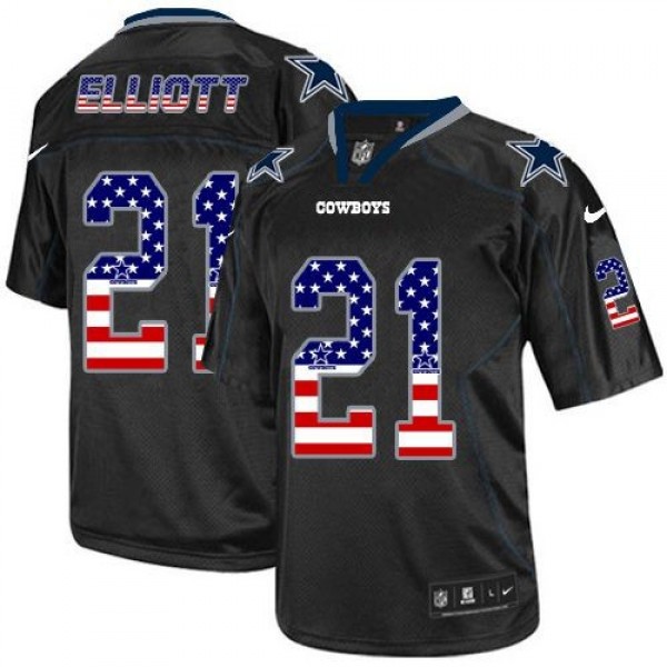 Nike Cowboys #21 Ezekiel Elliott Black Men's Stitched NFL Elite USA Flag Fashion Jersey