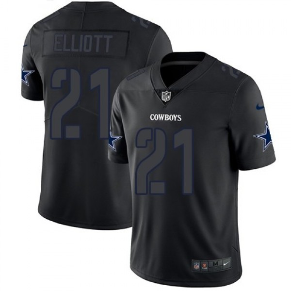 Nike Cowboys #21 Ezekiel Elliott Black Men's Stitched NFL Limited Rush Impact Jersey