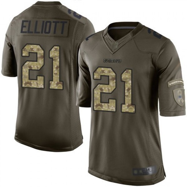 Nike Cowboys #21 Ezekiel Elliott Green Men's Stitched NFL Limited 2015 Salute to Service Jersey