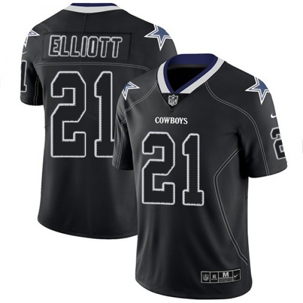 Nike Cowboys #21 Ezekiel Elliott Lights Out Black Men's Stitched NFL Limited Rush Jersey