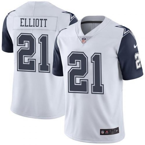 Nike Cowboys #21 Ezekiel Elliott White Men's Stitched NFL Limited Rush Jersey