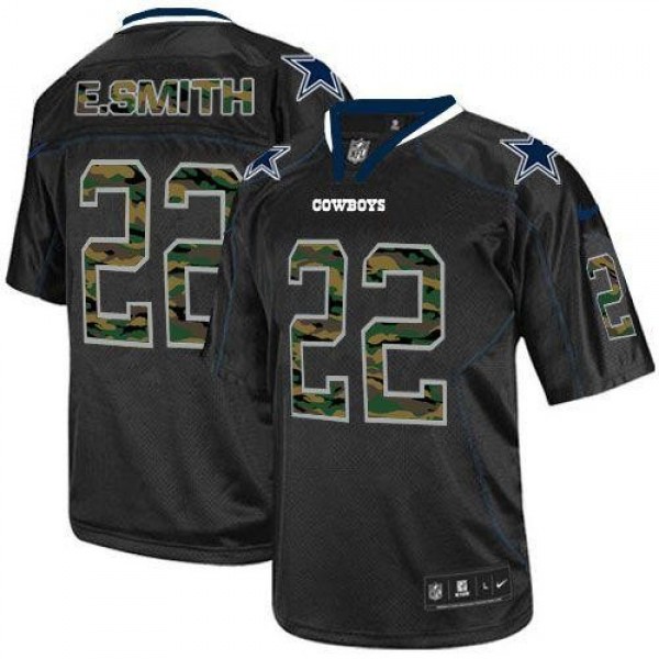 Nike Cowboys #22 Emmitt Smith Black Men's Stitched NFL Elite Camo Fashion Jersey