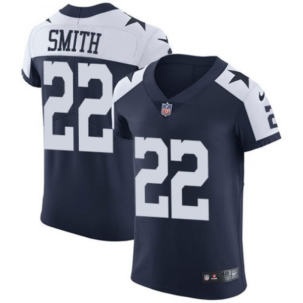 Nike Cowboys #22 Emmitt Smith Navy Blue Thanksgiving Men's Stitched NFL Vapor Untouchable Throwback Elite Jersey