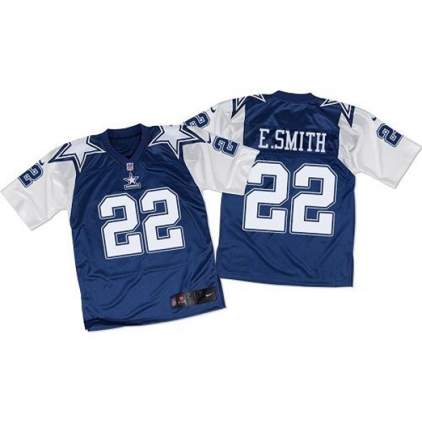 Nike Cowboys #22 Emmitt Smith Navy Blue/White Throwback Men's Stitched NFL Elite Jersey