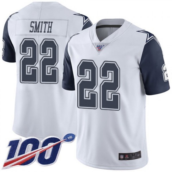Nike Cowboys #22 Emmitt Smith White Men's Stitched NFL Limited Rush 100th Season Jersey