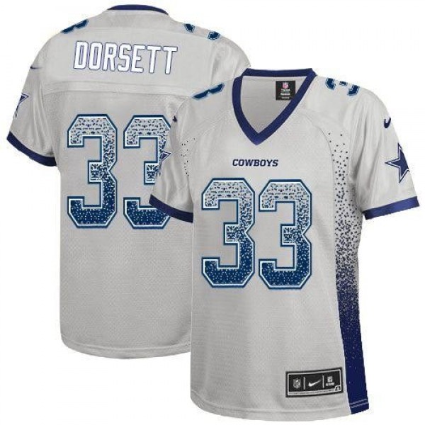 Women's Cowboys #33 Tony Dorsett Grey Stitched NFL Elite Drift Jersey