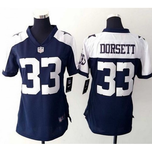 Women's Cowboys #33 Tony Dorsett Navy Blue Thanksgiving Throwback Stitched NFL Elite Jersey