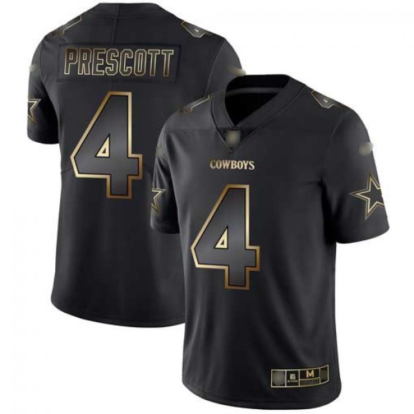 Nike Cowboys #4 Dak Prescott Black/Gold Men's Stitched NFL Vapor Untouchable Limited Jersey