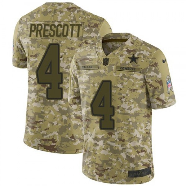 Nike Cowboys #4 Dak Prescott Camo Men's Stitched NFL Limited 2018 Salute To Service Jersey