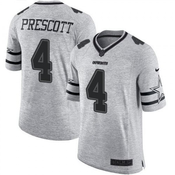 Nike Cowboys #4 Dak Prescott Gray Men's Stitched NFL Limited Gridiron Gray II Jersey
