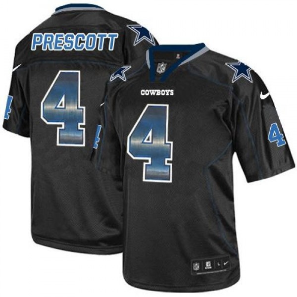 Nike Cowboys #4 Dak Prescott Lights Out Black Men's Stitched NFL Elite Strobe Jersey