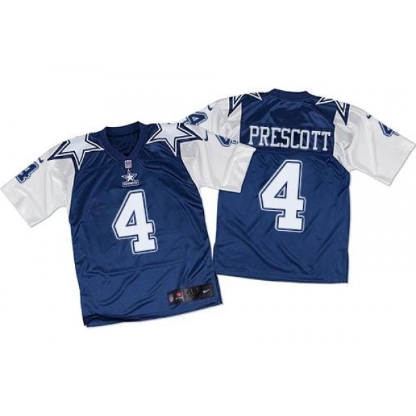Nike Cowboys #4 Dak Prescott Navy Blue/White Throwback Men's Stitched NFL Elite Jersey