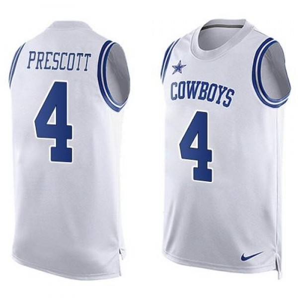 Nike Cowboys #4 Dak Prescott White Men's Stitched NFL Limited Tank Top Jersey