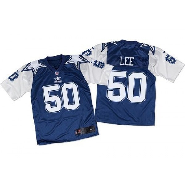 Nike Cowboys #50 Sean Lee Navy Blue/White Throwback Men's Stitched NFL Elite Jersey