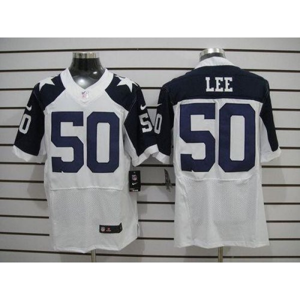 Nike Cowboys #50 Sean Lee White Thanksgiving Throwback Men's Stitched NFL Elite Jersey