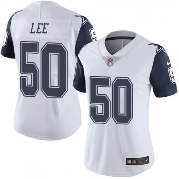 Women's Cowboys #50 Sean Lee White Stitched NFL Limited Rush Jersey