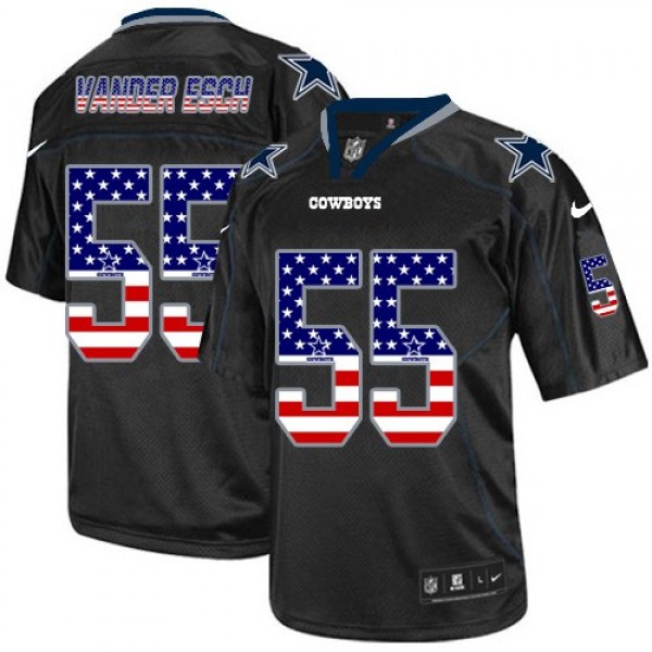 Nike Cowboys #55 Leighton Vander Esch Black Men's Stitched NFL Elite USA Flag Fashion Jersey