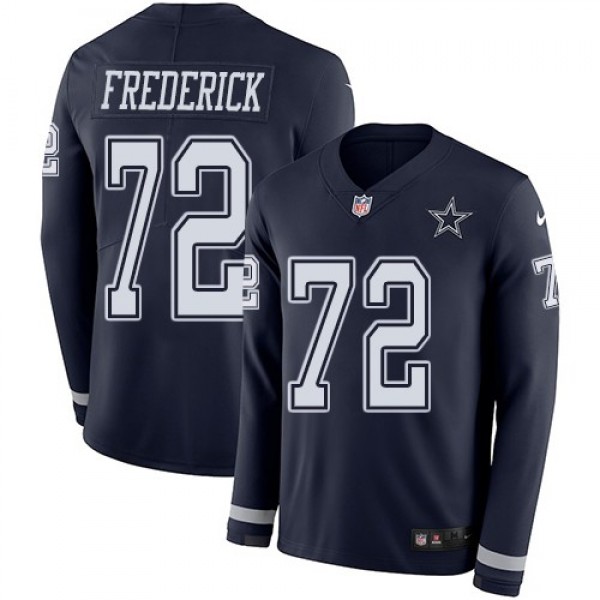 Nike Cowboys #72 Travis Frederick Navy Blue Team Color Men's Stitched NFL Limited Therma Long Sleeve Jersey