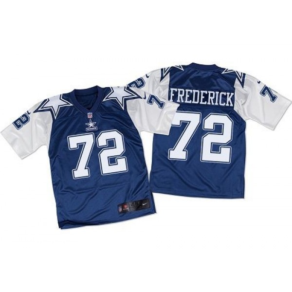 Nike Cowboys #72 Travis Frederick Navy Blue/White Throwback Men's Stitched NFL Elite Jersey