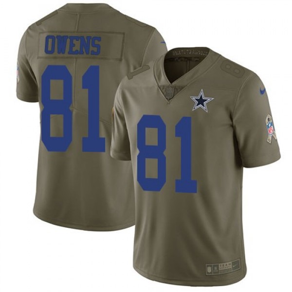 Nike Cowboys #81 Terrell Owens Olive Men's Stitched NFL Limited 2017 Salute To Service Jersey