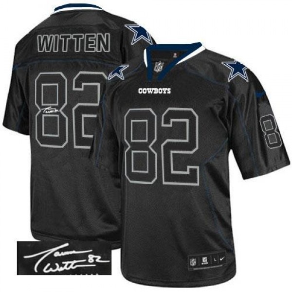Nike Cowboys #82 Jason Witten Lights Out Black Men's Stitched NFL Elite Autographed Jersey