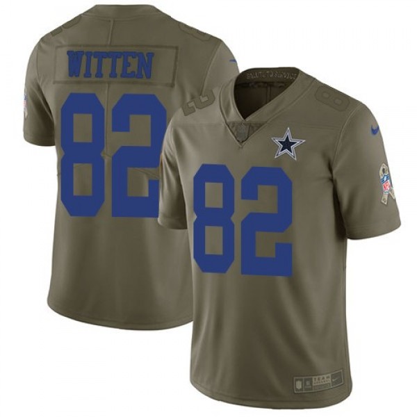 Nike Cowboys #82 Jason Witten Olive Men's Stitched NFL Limited 2017 Salute To Service Jersey