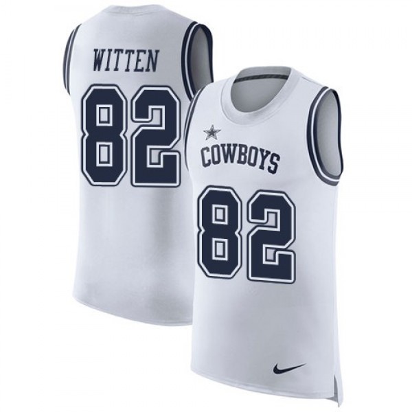 Nike Cowboys #82 Jason Witten White Men's Stitched NFL Limited Rush Tank Top Jersey