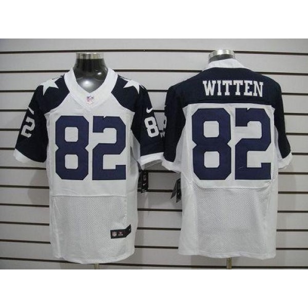 Nike Cowboys #82 Jason Witten White Thanksgiving Throwback Men's Stitched NFL Elite Jersey
