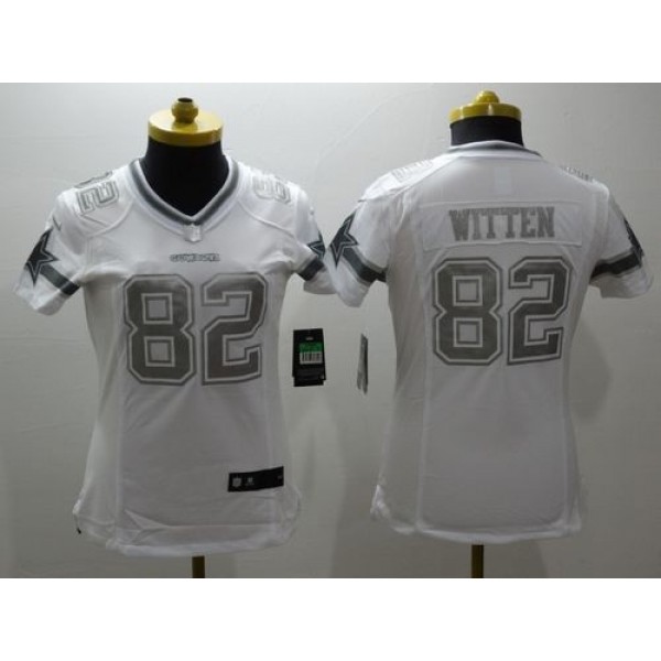 Women's Cowboys #82 Jason Witten White Stitched NFL Limited Platinum Jersey