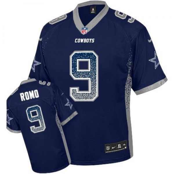 Nike Cowboys #9 Tony Romo Navy Blue Team Color Men's Stitched NFL Elite Drift Fashion Jersey