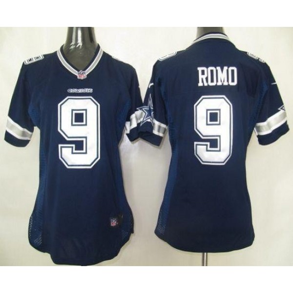 Women's Cowboys #9 Tony Romo Navy Blue Team Color Stitched NFL Elite Jersey