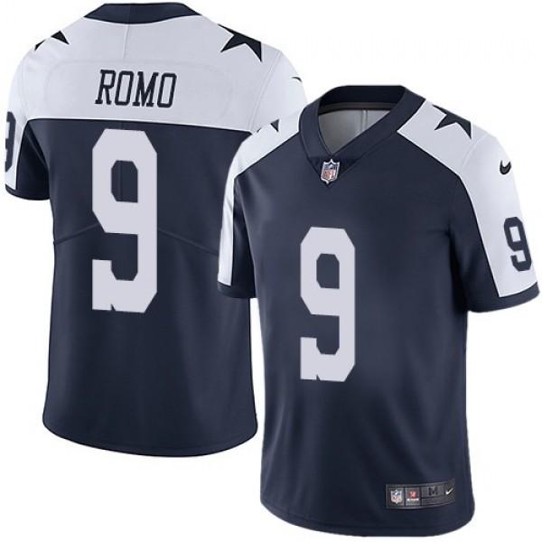 Nike Cowboys #9 Tony Romo Navy Blue Thanksgiving Men's Stitched NFL Vapor Untouchable Limited Throwback Jersey