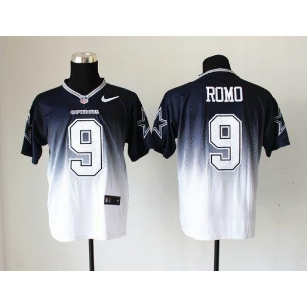Nike Cowboys #9 Tony Romo Navy Blue/White Men's Stitched NFL Elite Fadeaway Fashion Jersey