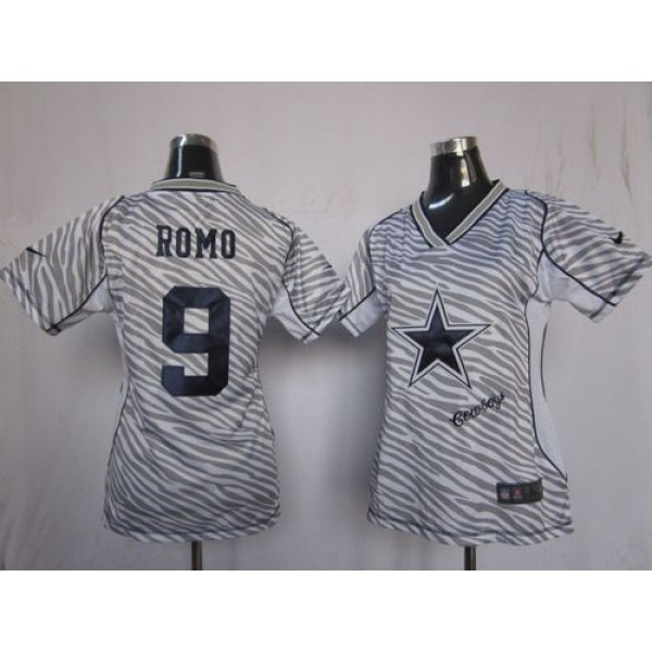 Women's Cowboys #9 Tony Romo Zebra Stitched NFL Elite Jersey