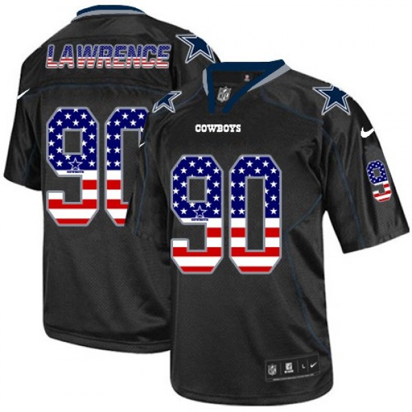 Nike Cowboys #90 Demarcus Lawrence Black Men's Stitched NFL Elite USA Flag Fashion Jersey