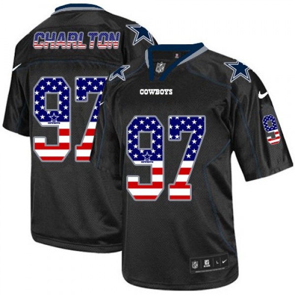 Nike Cowboys #97 Taco Charlton Black Men's Stitched NFL Elite USA Flag Fashion Jersey