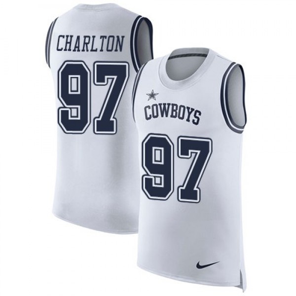 Nike Cowboys #97 Taco Charlton White Men's Stitched NFL Limited Rush Tank Top Jersey