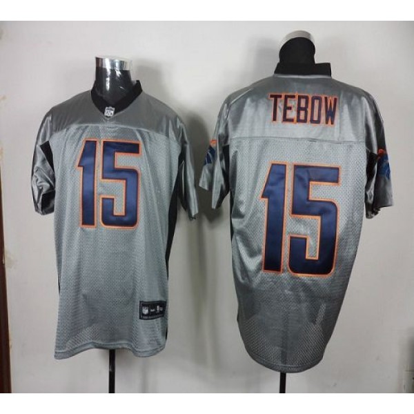 Broncos #15 Tim Tebow Grey Shadow Stitched NFL Jersey