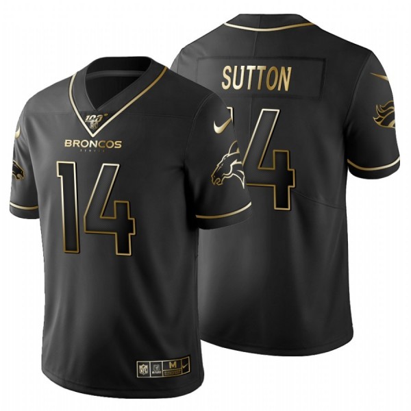 Denver Broncos #14 Courtland Sutton Men's Nike Black Golden Limited NFL 100 Jersey