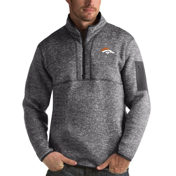 Denver Broncos Antigua Fortune Quarter-Zip Pullover Jacket Charcoal