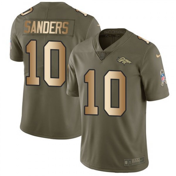 Nike Broncos #10 Emmanuel Sanders Olive/Gold Men's Stitched NFL Limited 2017 Salute To Service Jersey
